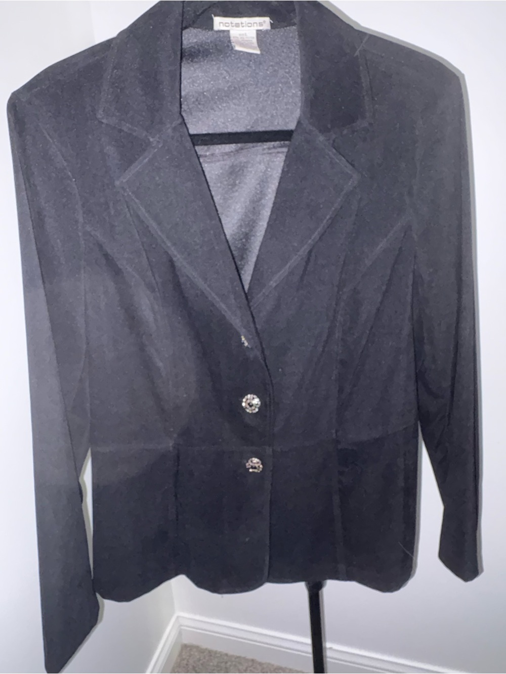 Notations Black Women's Tailored Blazer with Decorative Buttons